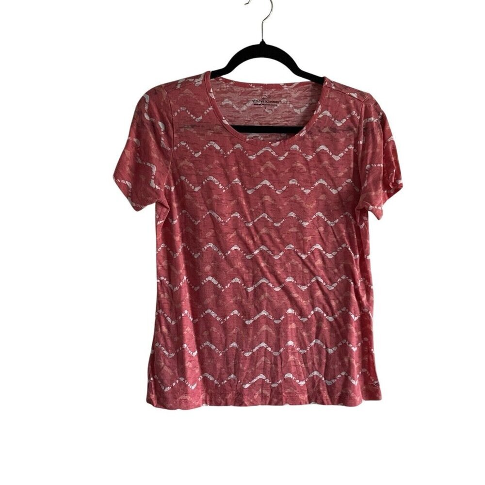 Vineyard Vines Women SZ S Pink/Coral/White Burnout Short Sleeve T-Shirt